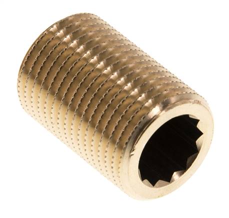 G 1/2'' Espiga doble de latón 16 Bar DIN 2982 - 30mm