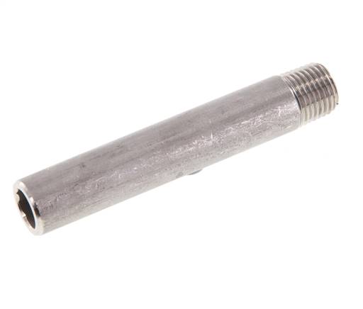 R 1/4'' Macho x 13.5mm Espiga de acero inoxidable con extremo para soldar 20 Bar DIN 2982 - 80mm