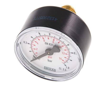 0.4 Bar (0..58 psi) Manómetro Plástico trasero / latón 50 mm Clase 2.5