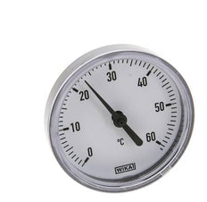 0 a +60°C Termómetro bimetálico de plástico Gabinete de 63mm Vástago de 40mm con termopozo