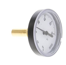 0 a +60°C Termómetro bimetálico de plástico Gabinete de 63mm Vástago de 40mm con termopozo