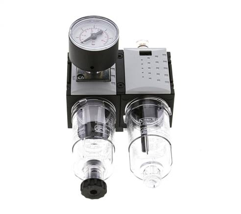FRL 2 Partes G1/4'' 800l/min 0.2-4.0bar/3-58psi Semi-Auto 40 mm Manómetro Policarbonato Futura 0