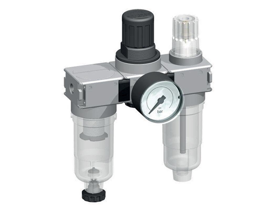 FRL 3 Partes G1/8'' 750l/min 0.5-10.0bar/7-145psi Semi-Auto 40 mm Manómetro Policarbonato Multifix 0