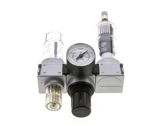 FRL 3 Partes G1/4'' 750l/min 0.5-10.0bar/7-145psi Auto (Cerrado Sin Presión) Manómetro 40 mm Policarbonato Multifix 0