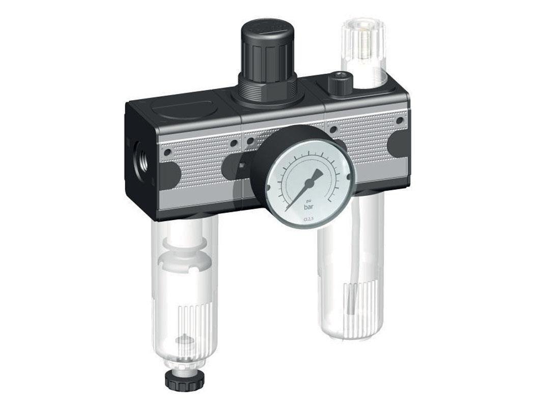 FRL 3 Partes G3/8'' 1200l/min 0.5-10.0bar/7-145psi Jaula de Protección Semiautomática de Policarbonato Multifix 1