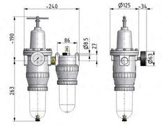 FRL G1'' 4000l/min 0,5-10,0bar/7-145psi Estándar 5