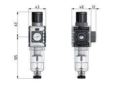 Filtro regulador G1/4'' 1000l/min 0,5-10,0bar/7-145psi Futura 0