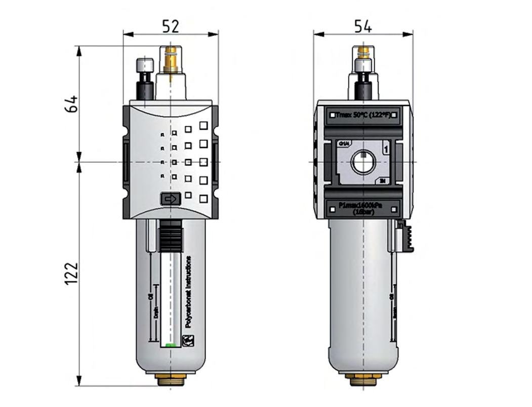 Lubricador G1/4'' de policarbonato Futura 1