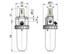 Lubricador G1/4'' de policarbonato estándar 1