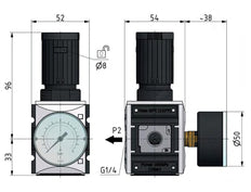 Regulador de presión para ensamblaje de colector G1/4'' 2000l/min 0.1-1.0bar/1-14psi PA Futura 1