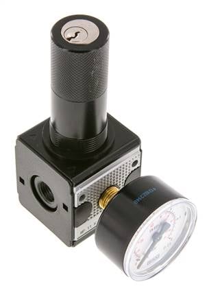 Regulador de presión de precisión G1/4'' 2100l/min 0.1-3.0bar/1-44psi Cilindro de fundición de zinc con cerradura Multifix 1