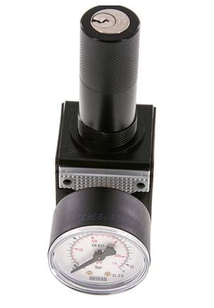 Regulador de presión de precisión G1/4'' 2100l/min 0.5-10.0bar/7-145psi Cilindro de fundición de zinc con cerradura Multifix 1