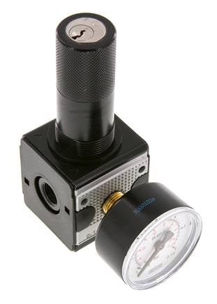 Regulador de presión G1/4'' 2100l/min 0.1-3.0bar/1-44psi Cilindro de fundición de zinc con bloqueo Multifix 1