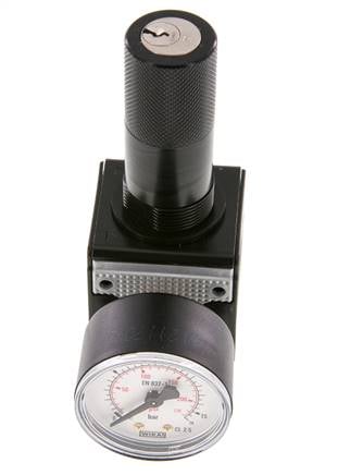 Regulador de presión G1/4'' 2100l/min 0.5-10.0bar/7-145psi Cilindro de fundición de zinc con bloqueo Multifix 1