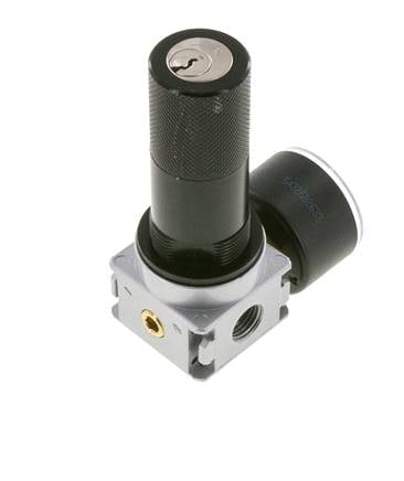 Regulador de presión G1/4'' 1450l/min 0.2-6.0bar/3-87psi de fundición de zinc con manómetro de 40 mm y cierre de cilindro Multifix 0