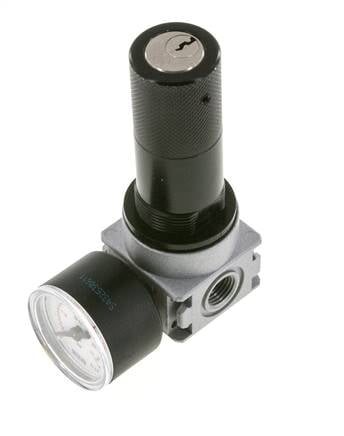 Regulador de presión G1/4'' 1450l/min 0.5-10.0bar/7-145psi Cilindro de fundición de zinc con cerradura E-11 Multifix 0