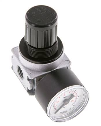 Regulador de presión G1/4'' 1450l/min 0.1-3.0bar/1-44psi de fundición de zinc con manómetro de 40 mm Multifix 0