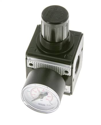 Regulador de presión para ensamblaje de colector G1/4'' 2250l/min 0.5-16.0bar/7-232psi de fundición de zinc Manómetro de 40 mm Multifix 1