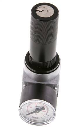Regulador de presión G1/8'' 600l/min 0,5-10,0bar/7-145psi Manómetro de 40 mm Bloqueo de cilindro Multifix 0