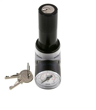 Regulador de presión G1/4'' 700l/min 0,1-3,0bar/1-44psi Manómetro de 40 mm Bloqueo de cilindro Multifix 0