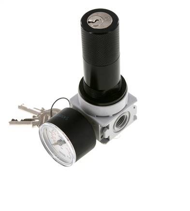Regulador de presión G1/4'' 700l/min 0,2-6,0bar/3-87psi Manómetro de 40 mm Cylinder Lock Multifix 0