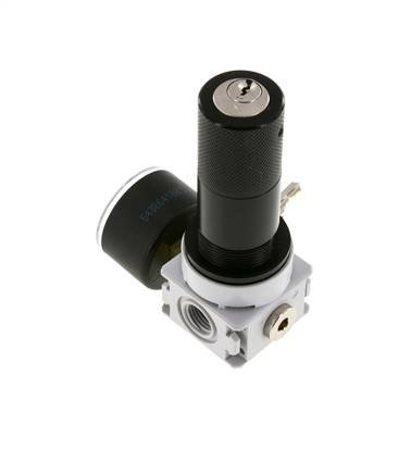Regulador de presión G1/4'' 700l/min 0,1-3,0bar/1-44psi Manómetro de 40 mm Bloqueo de cilindro Multifix 0