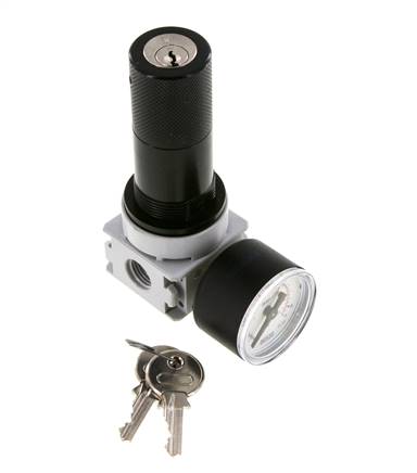 Regulador de presión G1/4'' 700l/min 0,5-10,0bar/7-145psi Manómetro de 40 mm Cylinder Lock Multifix 0