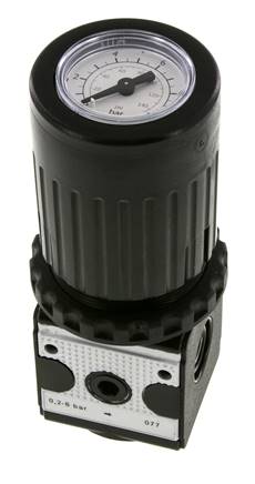 Regulador de presión G1/4'' 2100l/min 0.2-6.0bar/3-87psi Perilla de fundición de zinc con manómetro Multifix 1