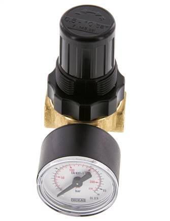 Regulador de presión G1/4'' 330l/min 0.5-10.0bar/7-145psi Aire Agua Latón Estándar 0