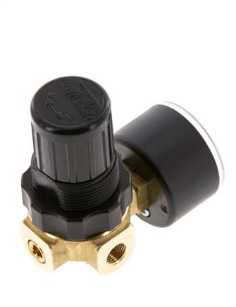 Regulador de presión G1/4'' 330l/min 0.1-3.0bar/1-44psi Aire Agua Latón Estándar 0