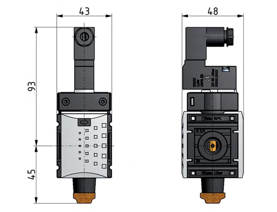 Válvula 3/2 G1/4 24VDC 2000 l/min Futura 0