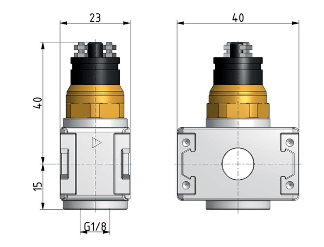 Distribuidor G1/4 2700 l/min Estrecho con Interruptor de Presión Multifix 0