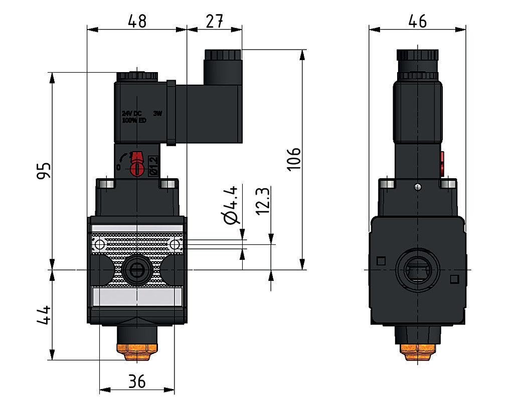 Válvula 3/2 G1/4 230VAC 900 l/min Multifix 1