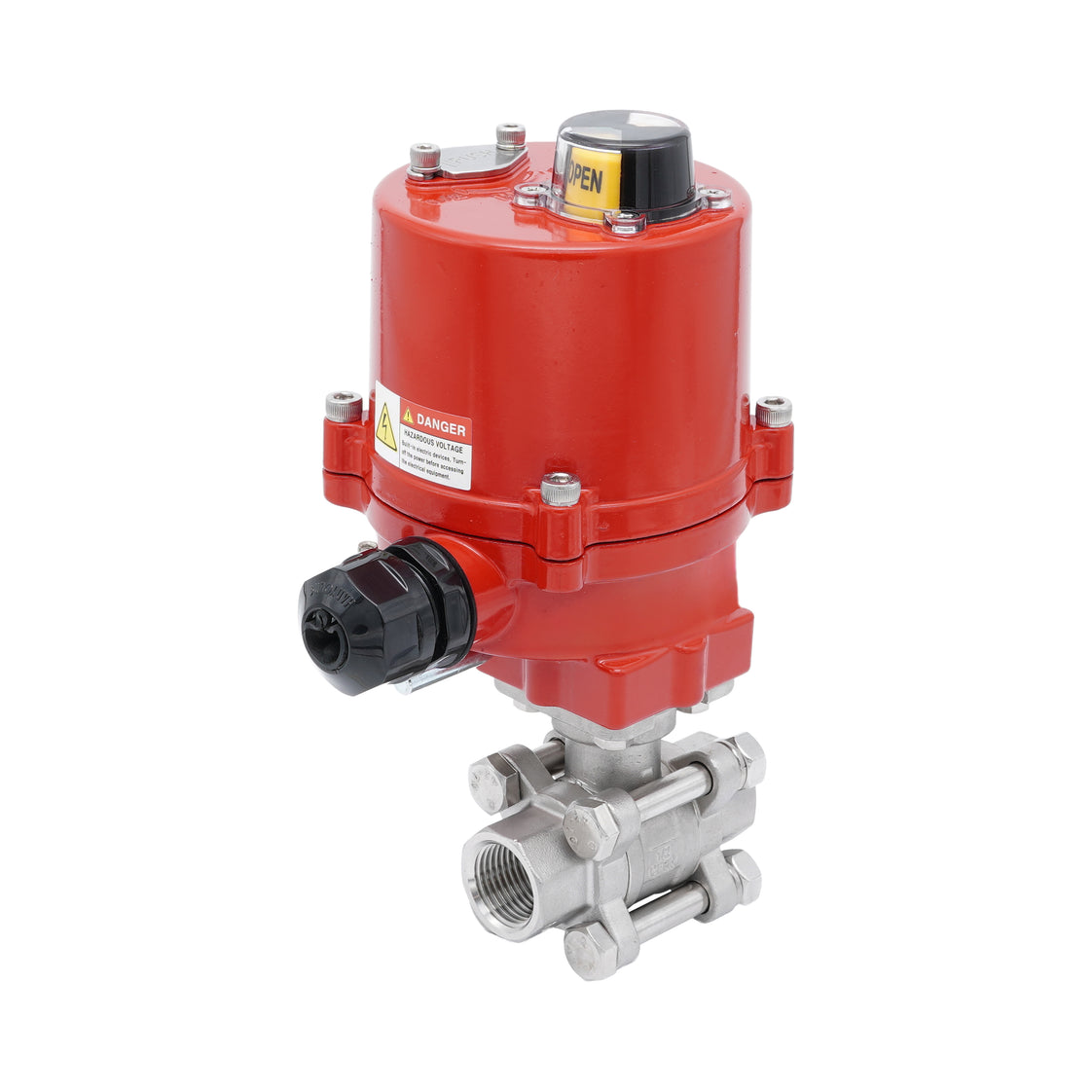 Válvula de Bola Eléctrica de Acero Inoxidable 2 Vías Rp 1/4'' 12 V AC/DC
