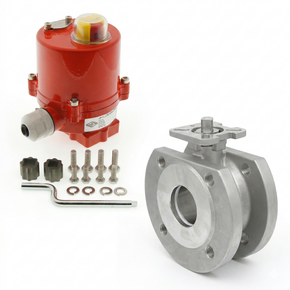 Válvula de Bola de Acero Inoxidable de 1 Pieza 2 Vías Bridadas Eléctrica DN20 PN40 12 V AC/DC