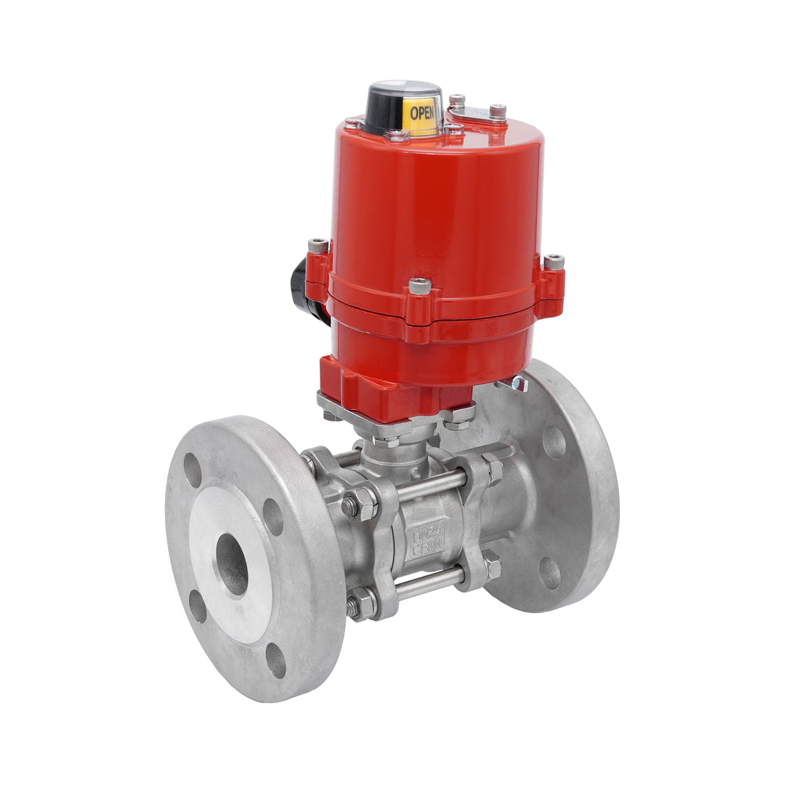 Válvula de Bola Eléctrica de Acero Inoxidable Bridadas 3 Piezas 2 Vías DN15 PN40 100-240 V AC