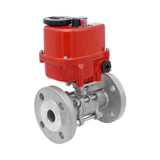 Válvula de Bola Modulante de Acero Inoxidable de 3 Piezas 2 Vías Bridadas Eléctrica DN25 PN40 24 V AC/DC