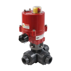 G3/4'' válvula de bola eléctrica PVC de 3 vías taladro en L 12 V CA/CC PTFE/EPDM