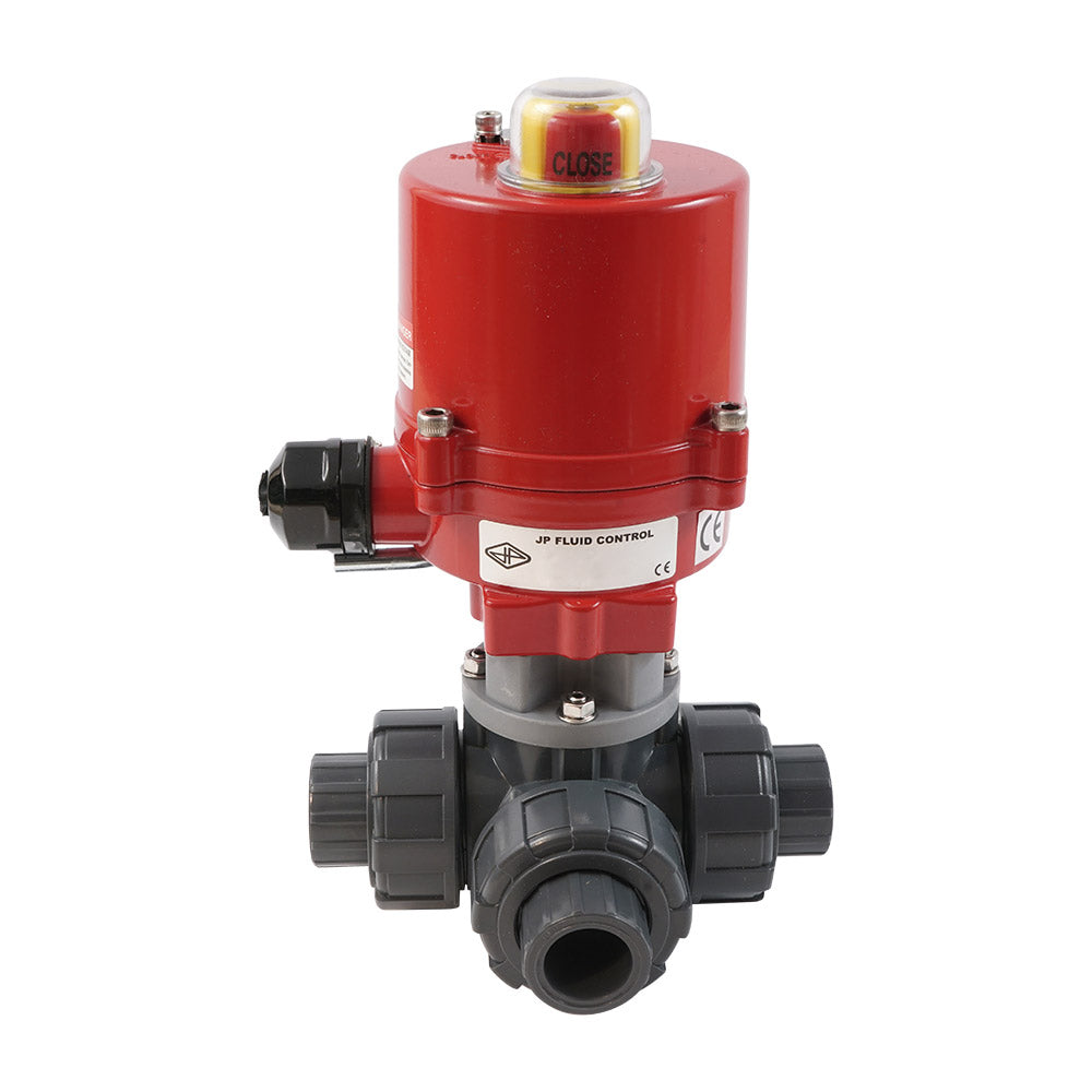 G1/2'' válvula de bola PVC eléctrica de 3 vías taladro en L 24 V CA/CC PTFE/EPDM