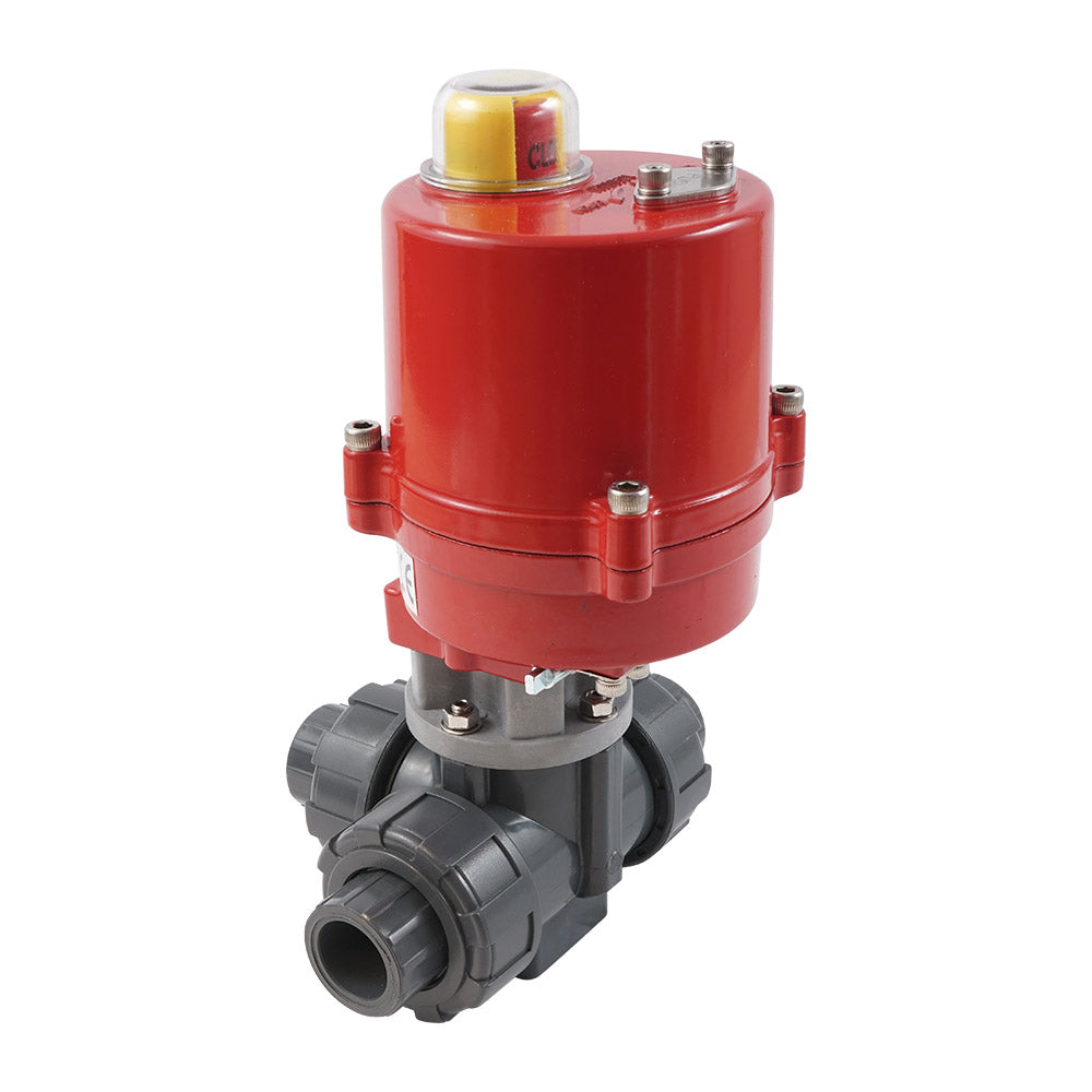 G1/2'' válvula de bola PVC eléctrica de 3 vías taladro en L 24 V CA/CC PTFE/EPDM