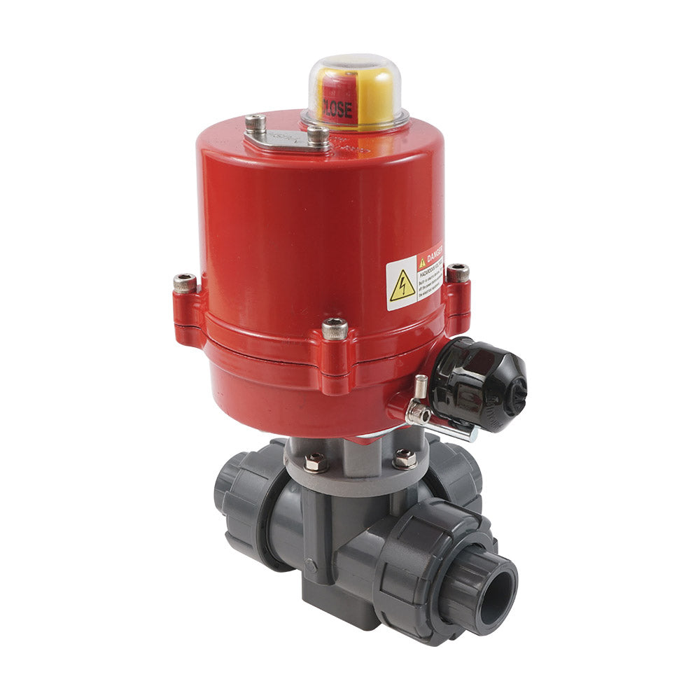 G 2 Pulgada T-Port Válvula De Bola Eléctrica PVC 24 V CA/CC PTFE/EPDM