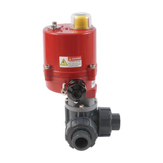 G1'' válvula de bola eléctrica PVC 3 vías taladro en T 12 V CA/CC PTFE/EPDM