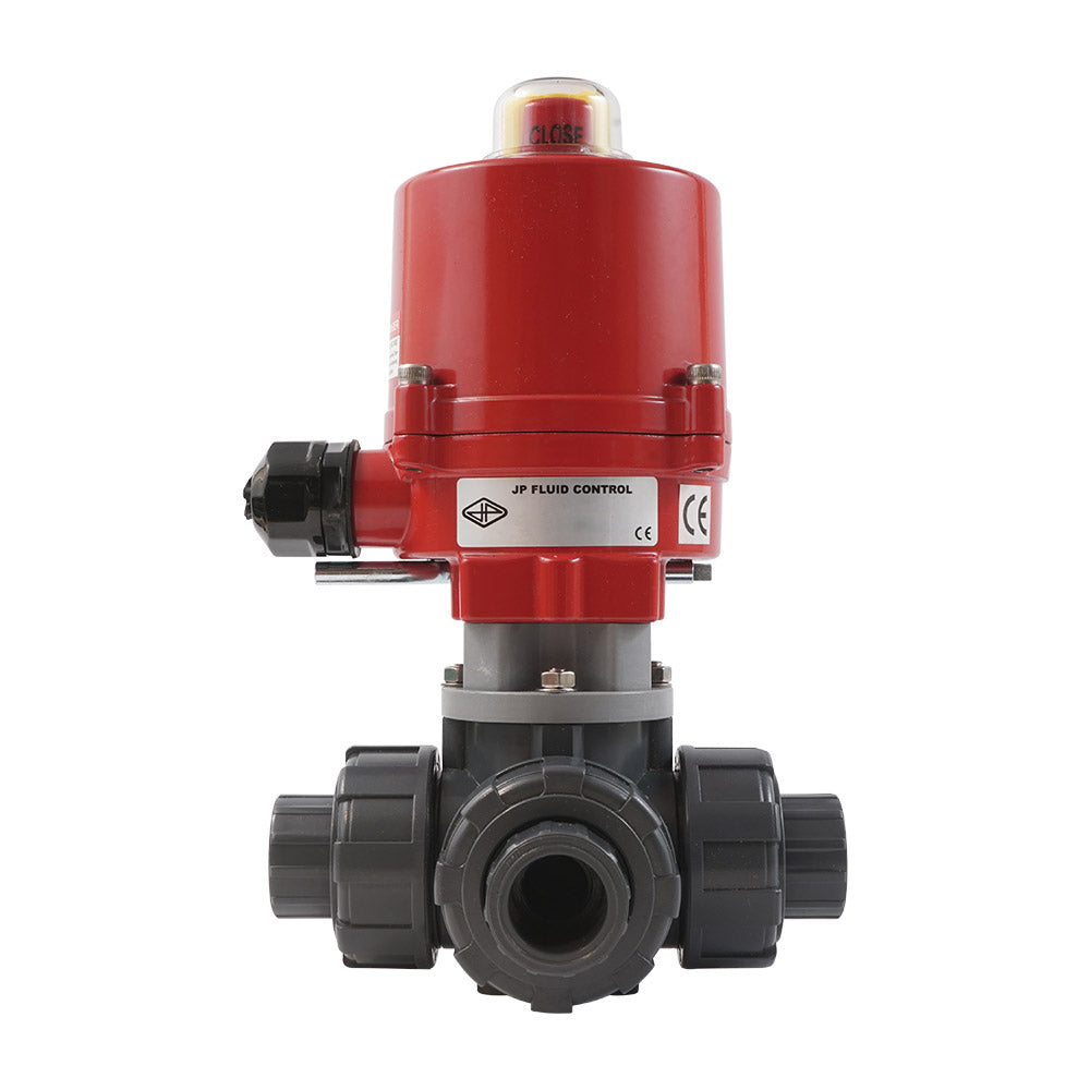 G1/2'' válvula de bola PVC eléctrica de 3 vías taladro en L 12 V CA/CC PTFE/EPDM
