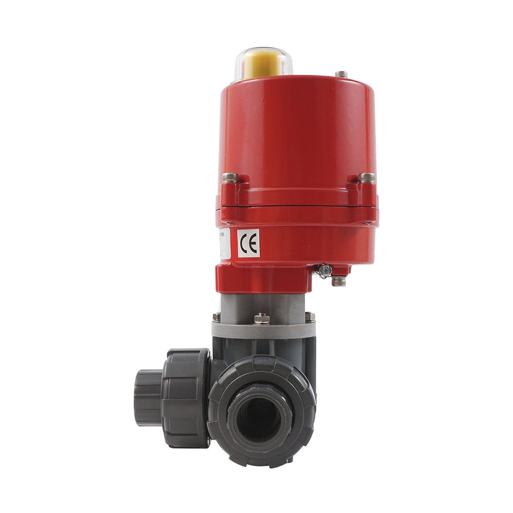 G3/4'' válvula de bola eléctrica PVC de 3 vías taladro en L 24 V CA/CC PTFE/EPDM