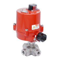 Válvula de Bola Eléctrica de 3 Vías T-Port de Acero Inoxidable Rp 1/2'' 24 V AC