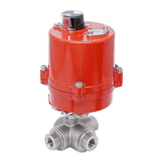 Válvula de Bola Eléctrica de 3 Vías L-Port de Acero Inoxidable Rp 3/8'' 24 V AC/DC