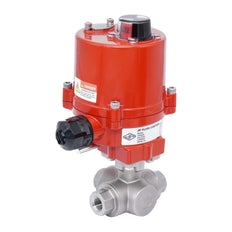 Válvula de Bola Eléctrica de 3 Vías L-Port de Acero Inoxidable Rp 1/4'' 12 V AC/DC