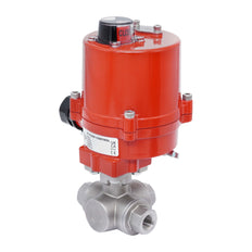 Válvula de Bola Eléctrica de 3 Vías L-Port de Acero Inoxidable Rp 1/4'' 24 V AC/DC