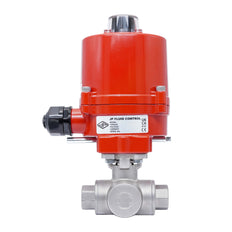 Válvula de Bola Eléctrica de 3 Vías L-Port de Acero Inoxidable Rp 1/4'' 24 V AC/DC