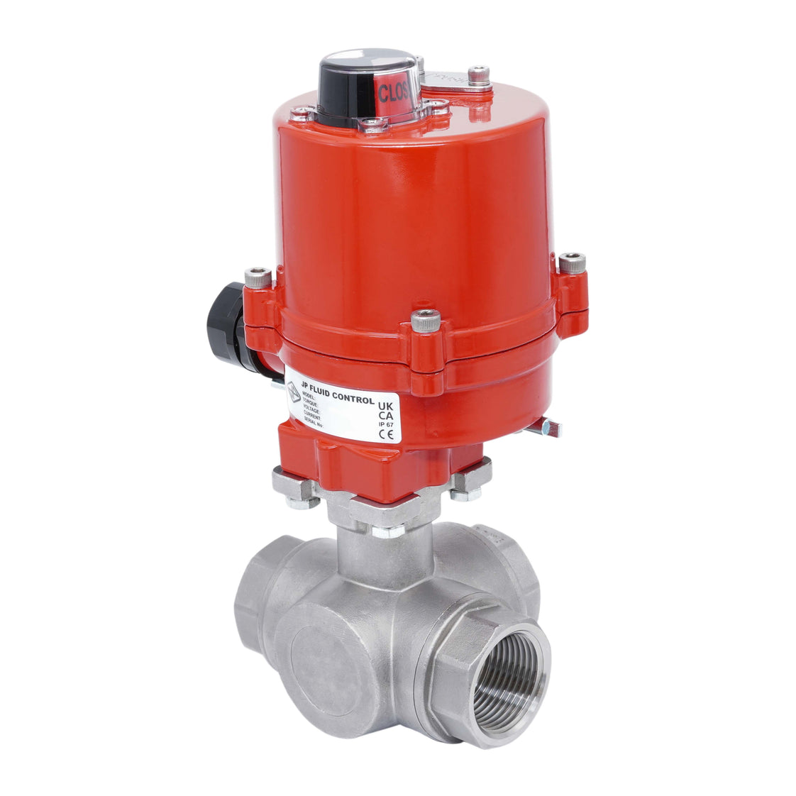 Válvula de Bola Eléctrica de Acero Inoxidable 3 Vías L-Port Rp 3/4'' 100-240 V AC